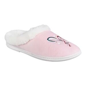 Charter Club Holiday Candy Cane Hoodback Slippers Pink Medium 7-8 NWT